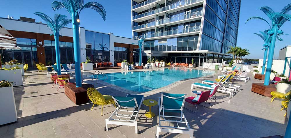 What's upcoming in lake nona? This is an image of the pool at the Lake Nona Wave Hotel.