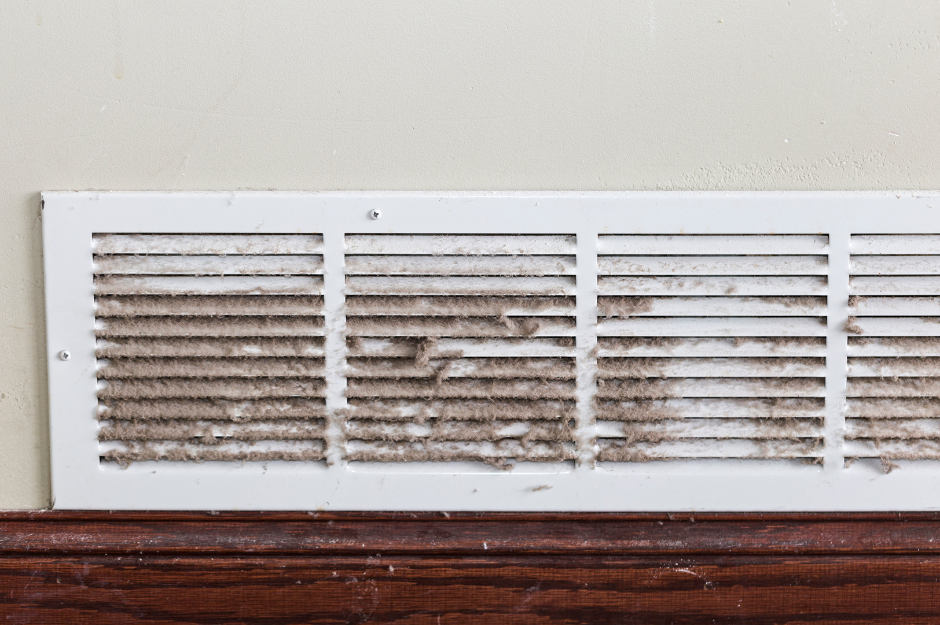 air duct cleaning. this is an image of a dirty air vent inside of a home.